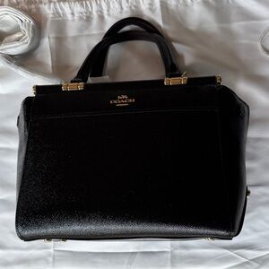 Coach Black Satchel with Gold Accents